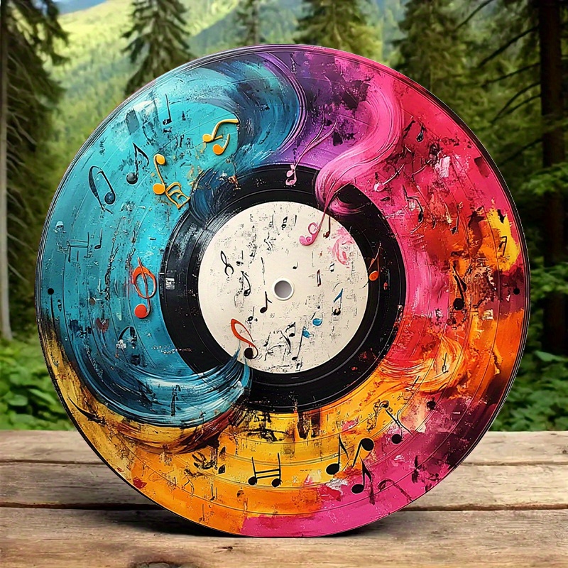 Home Office Or - 12-inch levendige vinylplatenkunst met muzieknoten –