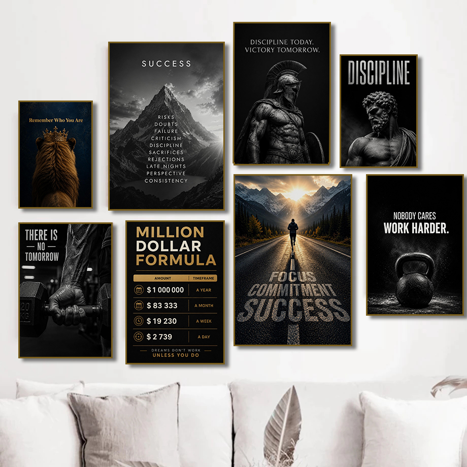 Home Office Room Inspiration - Moderne Fitness Succes Motivatieposter Werk Hard