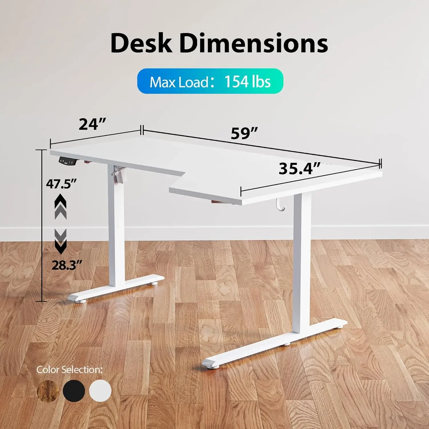 L-vormig elektrisch sta-bureau - Home Office Work Table recensie en prijs