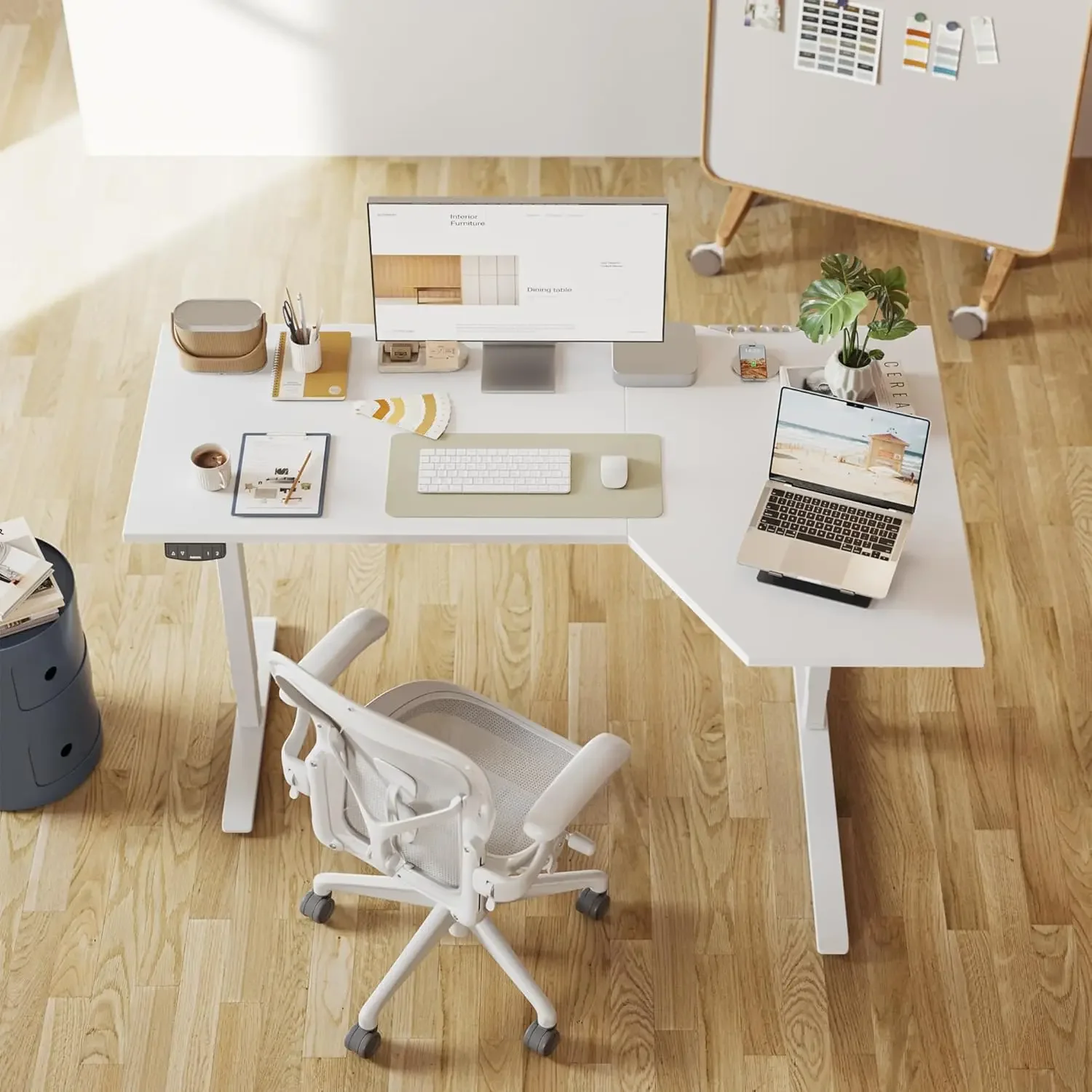L-vormig elektrisch sta-bureau - Home Office Work Table recensie en prijs